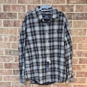 Ralph Lauren Plaid Black And White Bottom Up Shirt Size Xxl Nwt